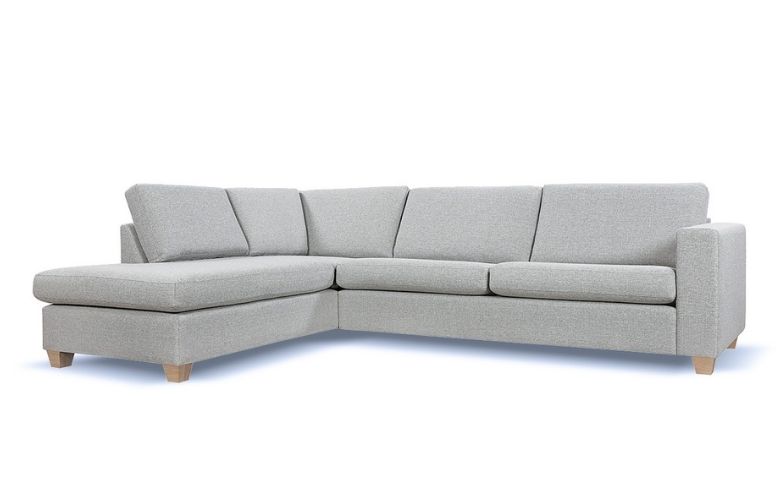 Canapé d'angle Enghien gris, pieds en bois, lignes simples et élégantes 